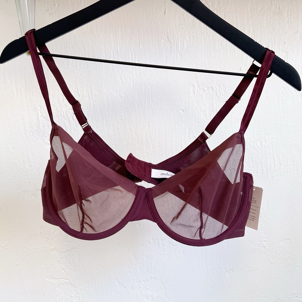 Auden Burgundy Sheer Bra